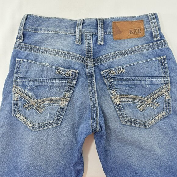 Bke Carter Straight Jeans Men Size 27S Distressed Torn Rough Faded Streetwear - Picture 6 of 12